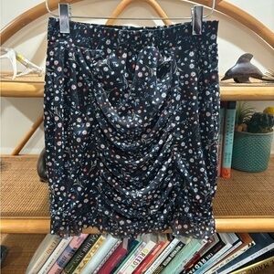 Free people floral mesh ruched skirt